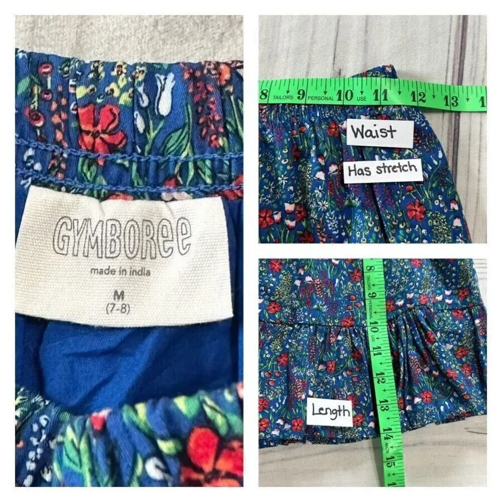 Gymboree Girls Floral Cotton Skirt Size 7/8 Lined‎ Tiered Cottagecore Prairie